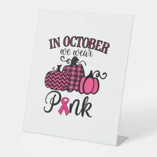 Signe De Table En Octobre Nous Portons Rose Thanksgiving Cancer D