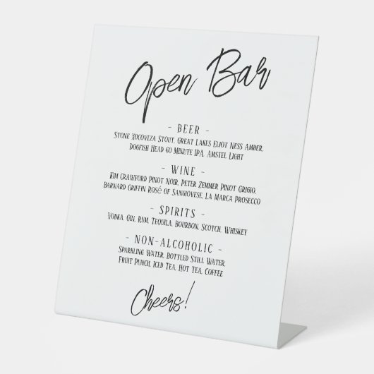 Signe De Table En-têtes d'écriture manuscrite moderne Menu simple (Recto)