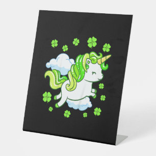 Signe De Table Enfants Jour de la Saint Patrick Unicorn Girls Tod