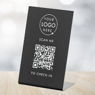 Signe De Table Enregistrement de code QR Black Business Logo sa