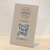 Signe De Table Enregistrement de code QR | Logo Rustique Kraft sa