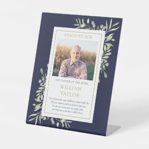 Signe De Table Enregistrer Un Siège Père De Mariée Photo Greenery