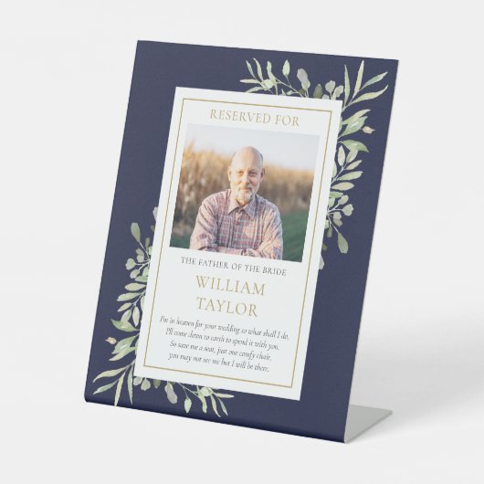 Signe De Table Enregistrer Un Siège Père De Mariée Photo Greenery (Recto)