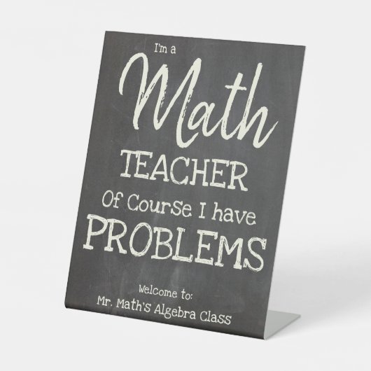 Signe De Table Enseignant Drôle En Mathématiques Avec Des Problèm (Recto)