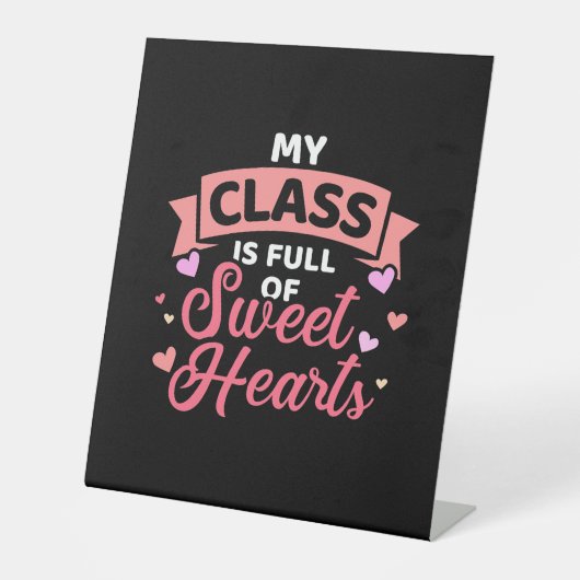 Signe De Table Enseignant Ma Classe Est Pleine De Coeurs Doux (Recto)