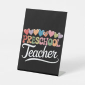 Signe De Table Enseignant Préscolaire Premier Jour Super Retour À (Recto)