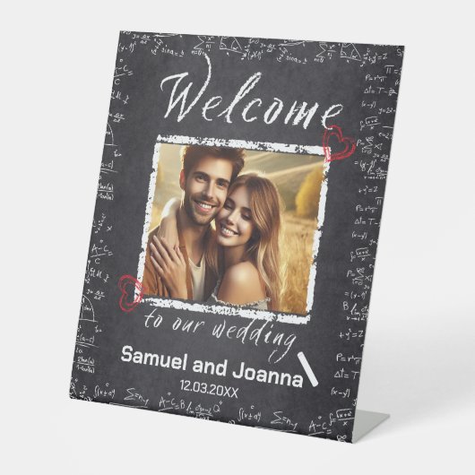 Signe De Table Enseignants Mariage Chalk Board Bienvenue (Recto)