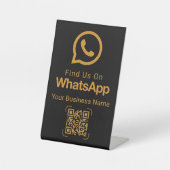 Signe De Table Enseigne commerciale de code QR WhatsApp or noir é (Recto)