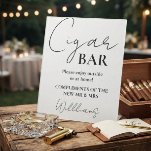 Signe De Table Enseigne de bar à cigares de mariage à script mini