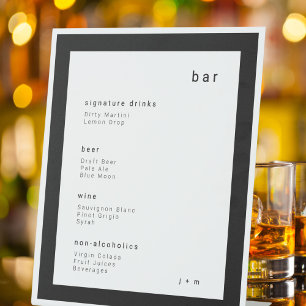 Signe De Table Enseigne de bar classique minimaliste noir pour év