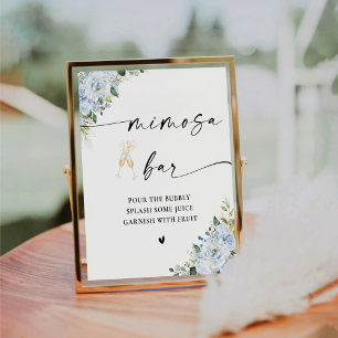 Signe De Table Enseigne de bar fleurie romantique bleu clair Mimo