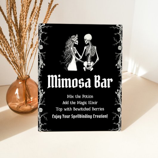 Signe De Table Enseigne de bar pour Mimosa Halloween squelette go