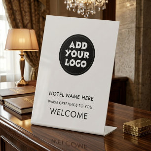 Signe De Table Enseigne de bienvenue simple pour hôtel avec logo