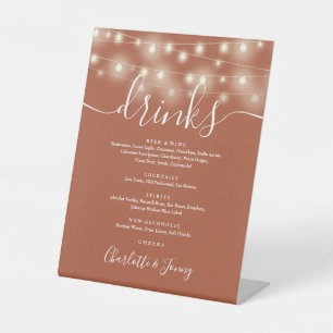 Signe De Table Enseigne de boissons de mariage en terre cuite ave
