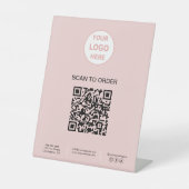 Signe De Table Enseigne de boulangerie rose avec logo de code QR (Recto)