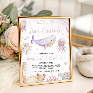 Signe De Table Enseigne de capsule temporelle d'animaux marins pa