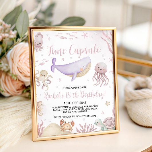 Signe De Table Enseigne de capsule temporelle d'animaux marins pa