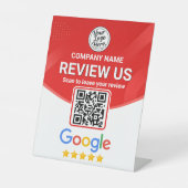 Signe De Table Enseigne de code QR d'évaluation commerciale rouge (Recto)