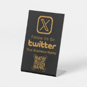 Signe De Table Enseigne de commerce de code QR Logo X Or Moderne  (Recto)