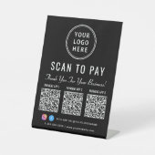 Signe De Table Enseigne de logo d'entreprise Scan to Pay 3 codes (Recto)