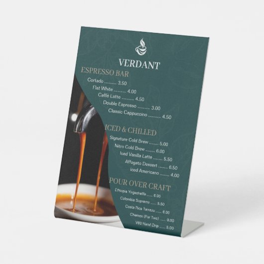 Signe De Table Enseigne de menu de café spécialisé vert foncé élé (Recto)