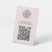 Signe De Table Enseigne de menu de code QR de logo d'entreprise p (Recto)