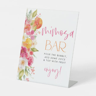 Signe De Table Enseigne de pied de bar Mimosa pour mariage Citron