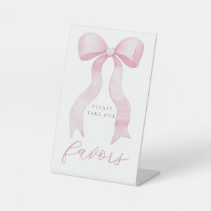 Signe De Table enseigne de piédestal à ruban rose aquarelle