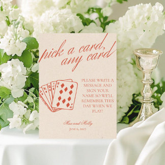 Signe De Table Enseigne de Piédestal de Cartes à Jouer Orange Mod