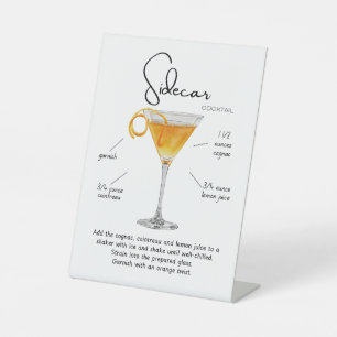 Signe De Table Enseigne de piédestal de cocktail Sidecar classiqu