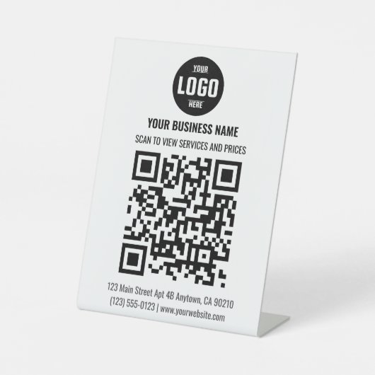 Signe De Table Enseigne de piédestal de code QR noir pour entrepr (Recto)