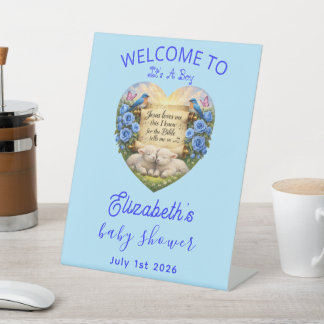 Signe De Table Enseigne de piédestal pour Baby Shower Garçon Bien