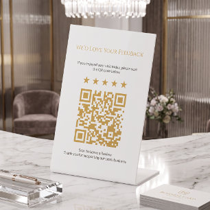 Signe De Table Enseigne de révision de code QR or minimal pour pe
