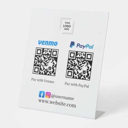 Signe De Table Enseigne de socle de code QR Venmo PayPal pour pay (Recto)