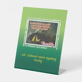 Signe De Table enseigne en plastique humilité 12 étapes 26 papill