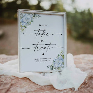 Signe De Table Enseigne romantique florale bleu clair 'Take A Tre