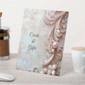 Signe De Table Enseignes de table en perle ornée rose et florales (In SItu)