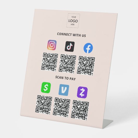 Signe De Table Entreprise à code QR multiple (Recto)