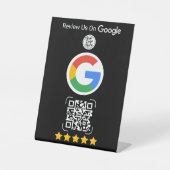 Signe De Table Entreprise d'avis Google noir debout avec code QR (Recto)