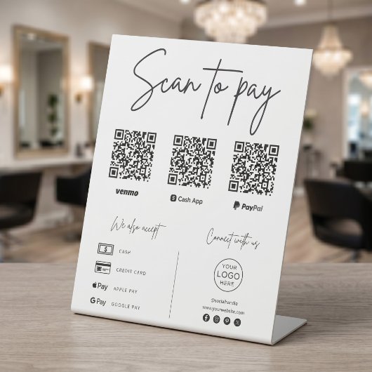 Signe De Table Entreprise de code QR de paiement par scanne