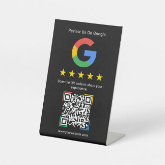 Signe De Table Entreprise de code QR de révision Google simple mo