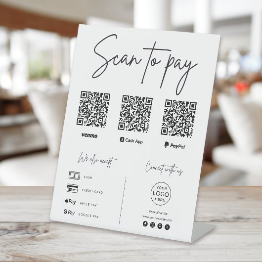 Signe De Table Entreprise de code QR Scan To Pay