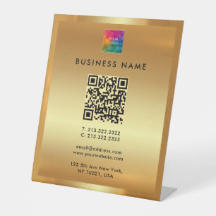 Signe De Table Entreprise Logo QR Code Gold Marque extérieure