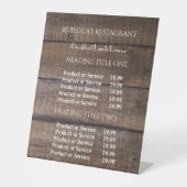Signe De Table Entreprise Rustic Wood Tarification/Service (Recto)