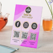 Signe De Table Entreprise Social Media QR Code Signal - Rose (In SItu)