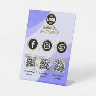 Signe De Table Entreprise Social Media QR Code Signal - Rouge