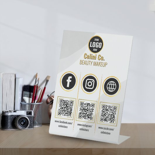 Signe De Table Entreprise Social Media QR Code Signal - Rouge