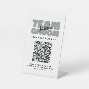 Signe De Table Équipe du marié Code QR Soirée Bachelor Acheter Bo