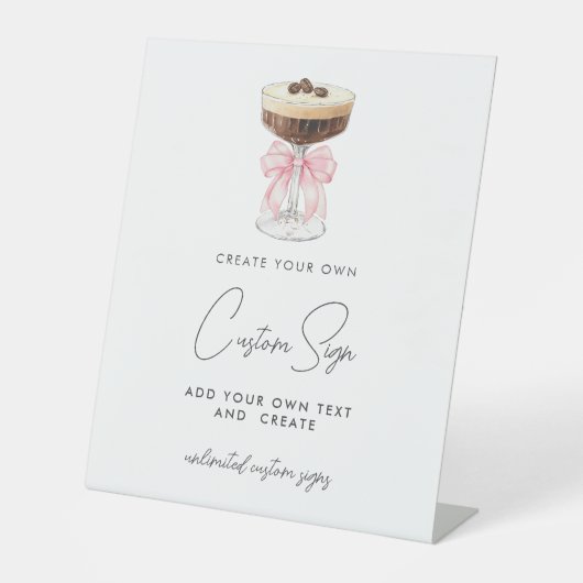 Signe De Table Espresso Bow Rose Martini Personnalisé (Recto)