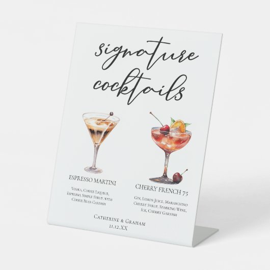 Signe De Table Espresso Martini Cerise Français 75 Cocktails Menu (Recto)